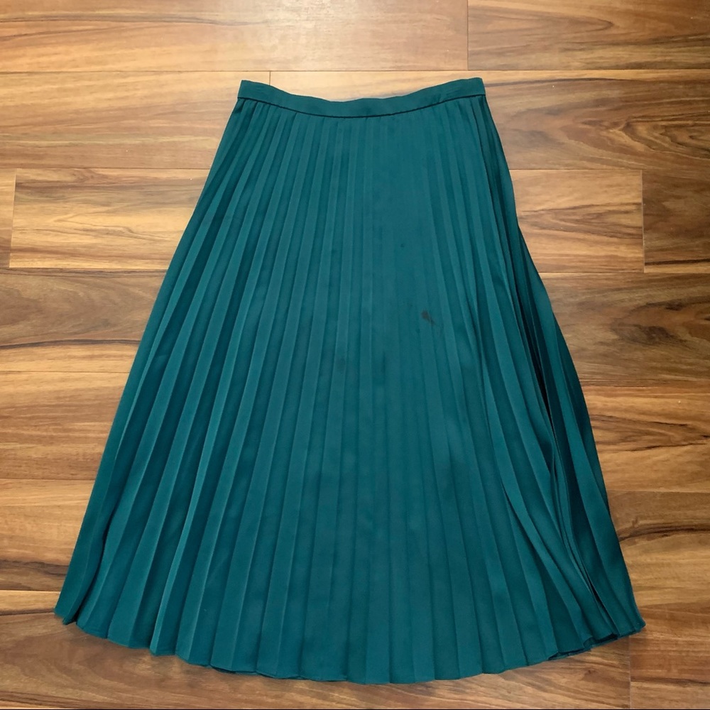 J. Crew Pleated Green Aimee Midi Skirt